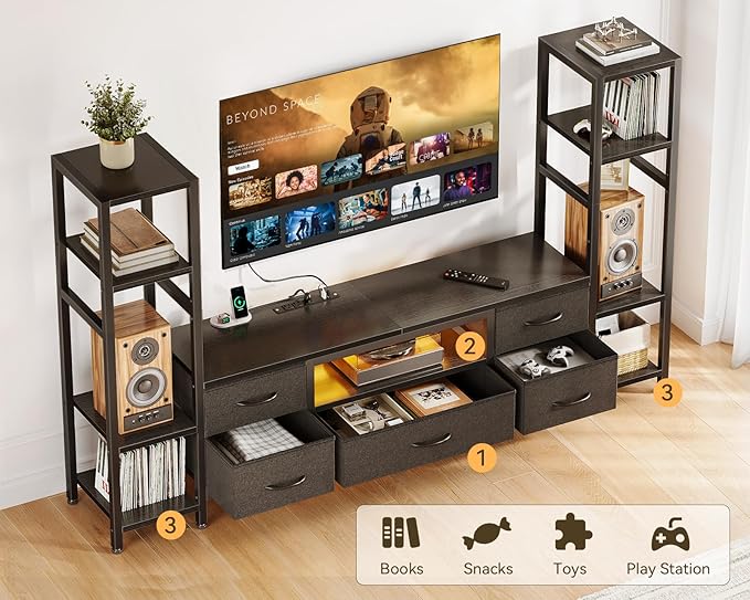 Casaottima 71" TV Stands for 43, 55 Inch TV Entertainment Center - Image 7