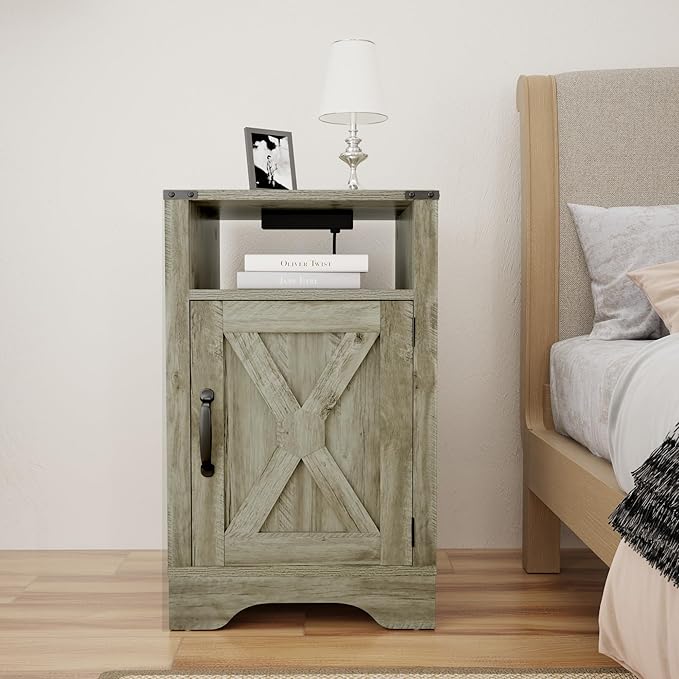 RoyalCraft Nightstand Set of 2, Tall Farmhouse Bedside Table - Image 4
