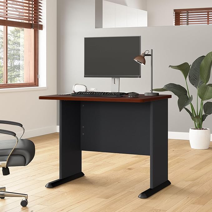 Bush Business Furniture Series A 36W Small Desk in Hansen Cherry and Galaxy - Image 2