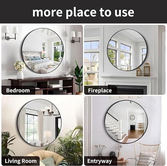 Black 39-Inch Round Mirror - Image 6