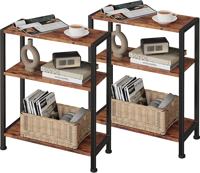 3-Tier Side Table Set of 2, Small End Table, Sofa Side Table by VANTIMO
