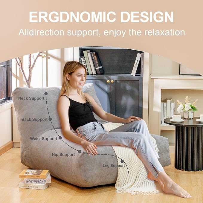 Bean Bag Chairs for Adults, Memory Foam Bean Bag Chair, Spacious Single Sofa - Image 3