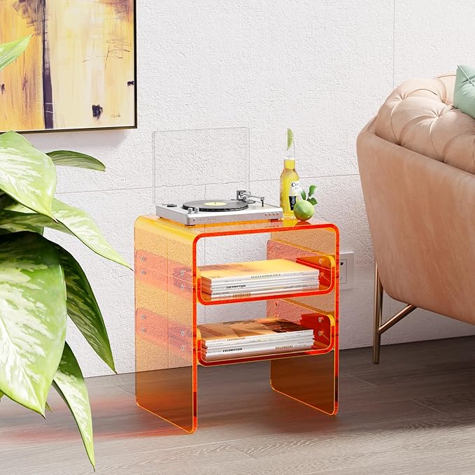 Clear Acrylic 3-Tier End Table/Nightstand – Sleek Bedside Storage - Image 2