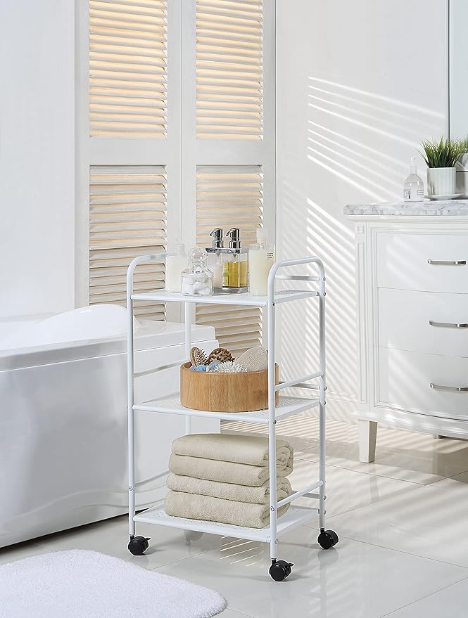 SunnyPoint 3-Tier Rolling Utility Cart – Metal Storage Organizer - Image 3