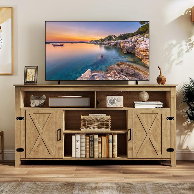 YITAHOME Television Stand for 65 Inch TV, Farmhouse TV Stand Entertainment by YITAHOME