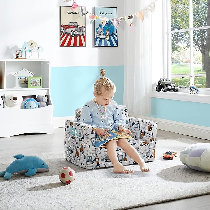 Ulax furniture Kids Sofa Couch, Children Flip-Out Chair 2-in-1 Toddler Chairs - Image 4
