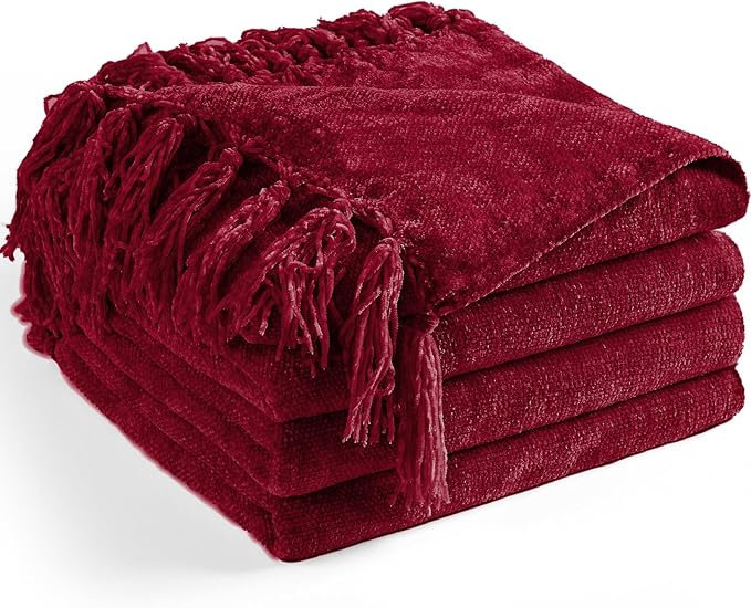 Chenille Throw Blanket for Couch 60"X 80" Twin, Soft Cozy Throws by LONGCREATE