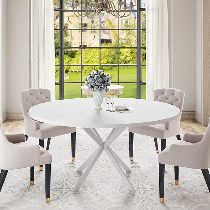 47.24" Round Dining Table for 4-6 Person, Modern Kitchen Table - Image 2