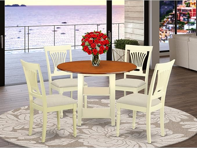 East West Furniture SUPL5-BMK-C 5 Piece Dining Room Furniture Set Includes a - Image 2