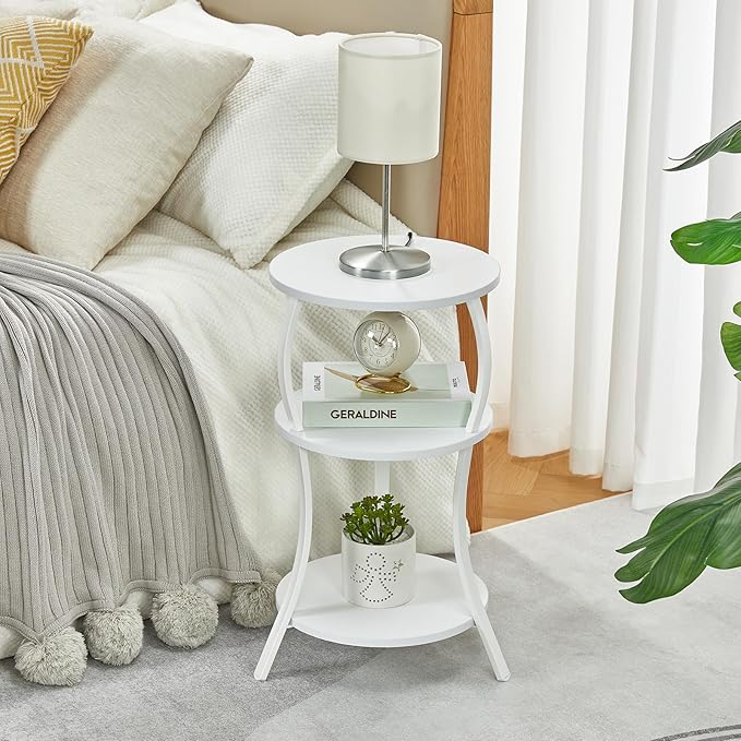 Vintage Small Round Side Table, 3-Tier Slim Waist Circular End Table - Image 6