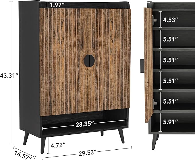Tribesigns Shoe Cabinet with Doors, 7-Tier Shoe Storage Cabinet with Adjustable - Image 2