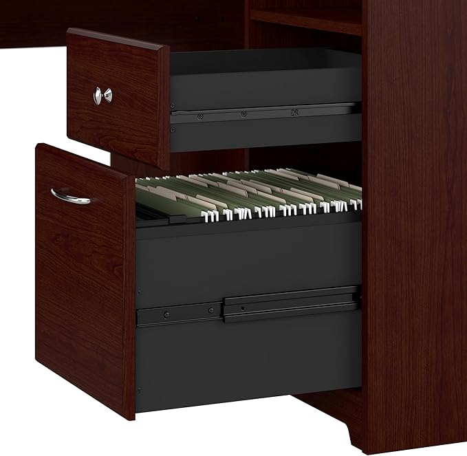 Bush Furniture Cabot L Shaped Computer Desk in Harvest Cherry | Corner Table - Image 5