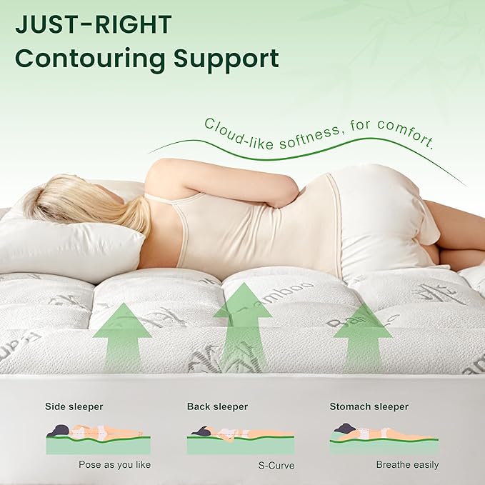 Love's cabin King Size Mattress Topper, Rayon Derived from Bamboo, 900 GSM - Image 3