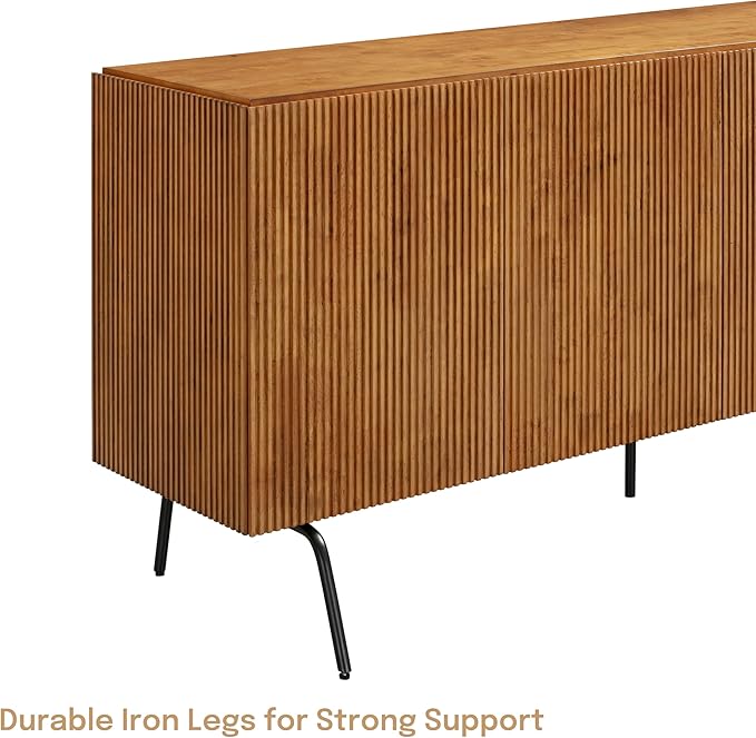 NTC Veil Modern Sideboard with 4 Doors, Buffet Cabinet with Vertical Groove - Image 9