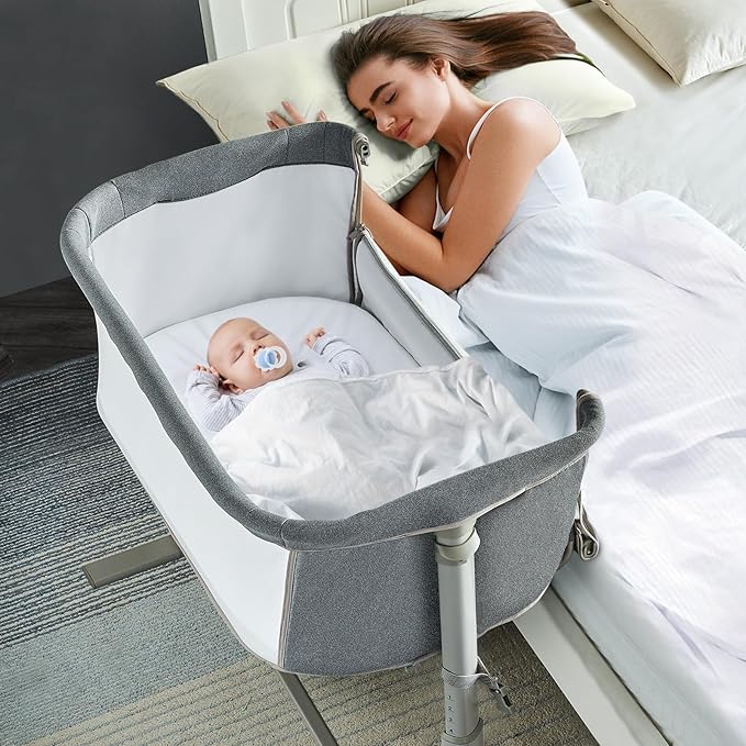 RONBEI Baby Bassinet Bedside Sleeper, Height Adjustable Bedside Bassinet by RONBEI