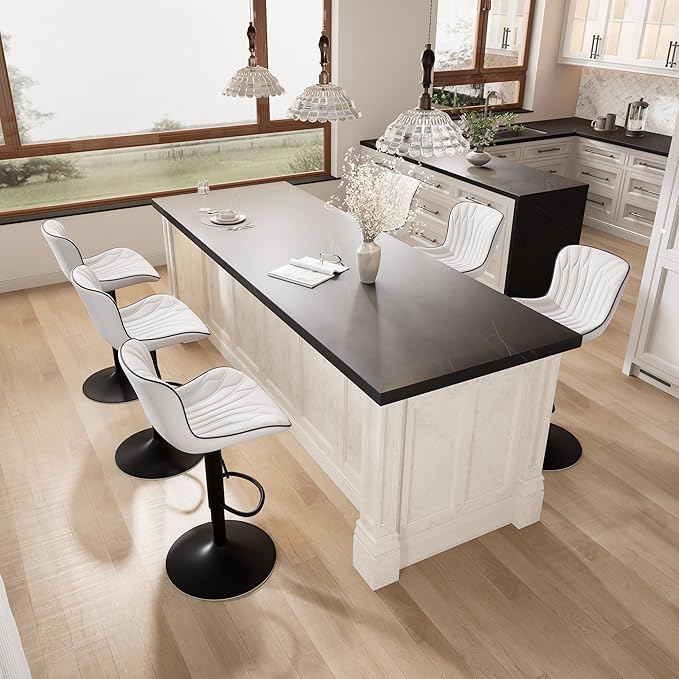 YOUNIKE White Bar Stools Set of 2 Modern Kitchen Counter Height Bar Chair - Image 8