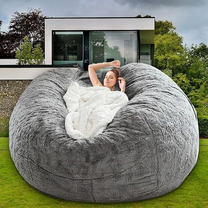 Bean Bag Chair for Adults Kids Without Filling Comfy Fluffy Giant Round Beanbag - Image 7