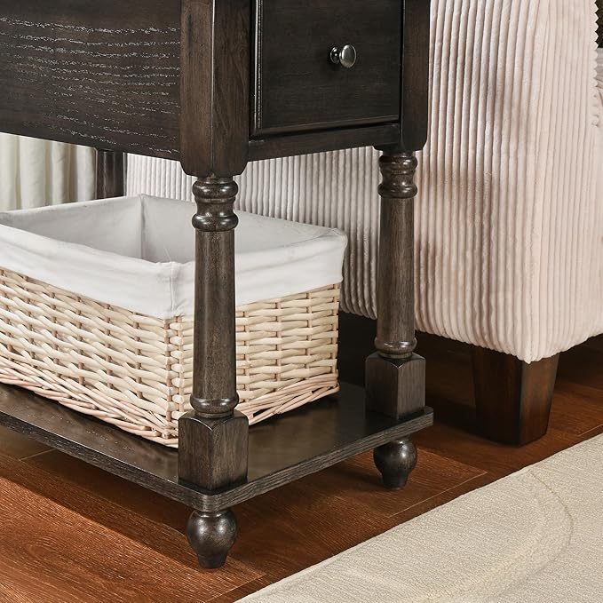 LEEMTORIG Solid Wood End Table Narrow Side Table - Image 8