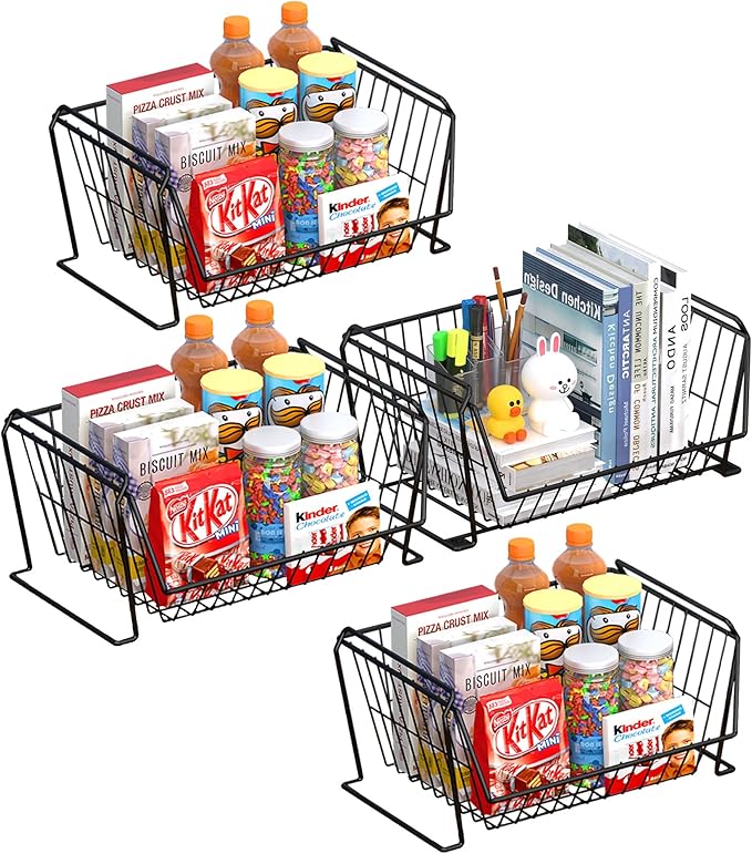 PUSDON 4-Tier Stackable Metal Storage Baskets, Anti-Rust Fruit Vegetable Rack - Image 8