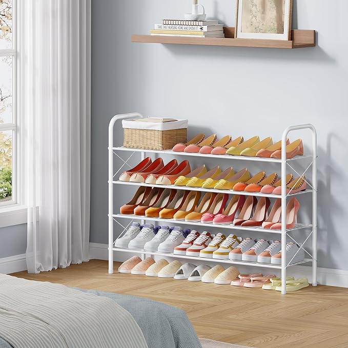 Hoctieon 4 Tier Mesh Style Shoe Rack, Entryway Shoe Shelf, Shoe Storage - Image 5