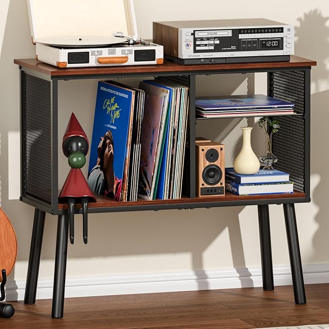 Record Player Stand with Adjustable Divider, Vinyl Storage Holder Up to 200 - Image 9