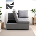 Convertible Ottoman Sofa with Storage, Modern Sackcloth Futon Couch with 2 by Unknown