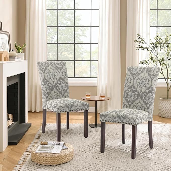 Parsons Dining Chairs Set of 4, Upholstered Nailhead Dining Room Kitchen Side - Image 7