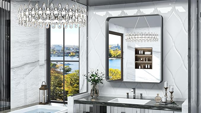 TokeShimi 32x36 Inch Black Bathroom Mirror - Image 2