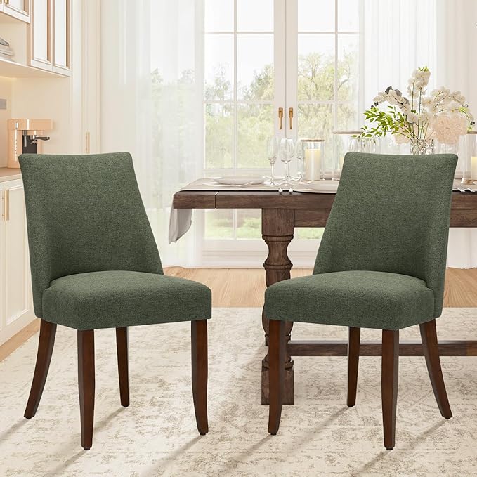 COLAMY Upholstered Dining Chairs Set of 2, Mid Century Modern Kitchen Chairs - Image 2