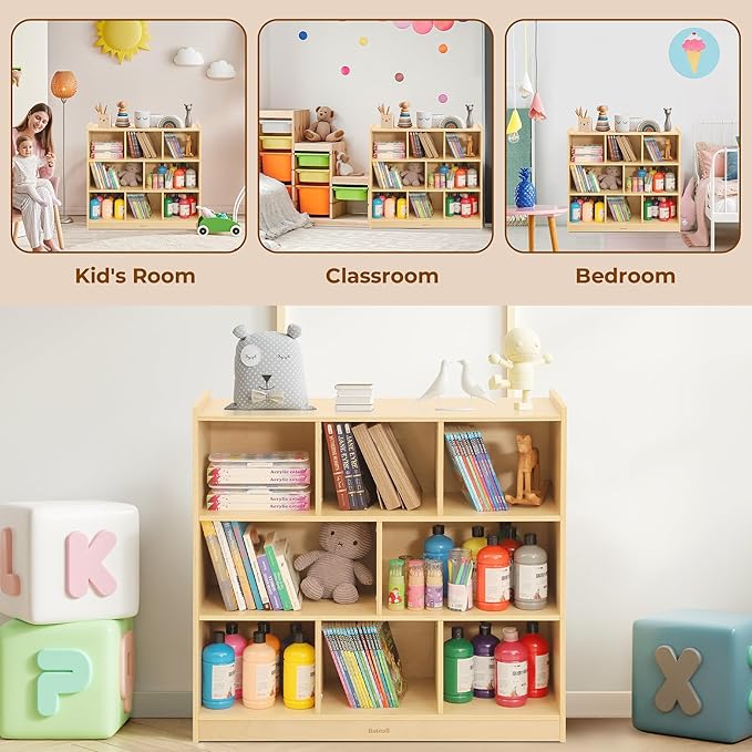 Toy Storage Organizer for Kids Room, Wooden Kids Bookshelf for Classroom - Image 6