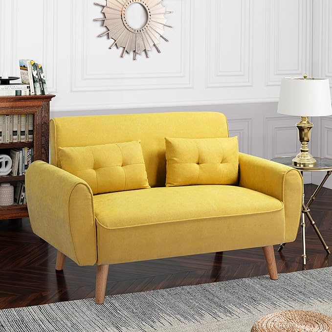 Shintenchi 47" Small Modern Loveseat Couch Sofa, Fabric Upholstered 2-Seat Sofa - Image 6
