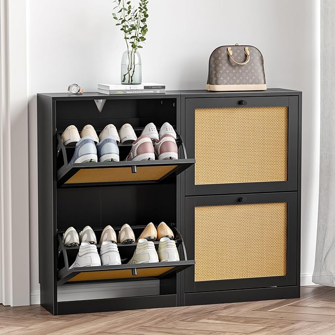 Rattan Shoe Cabinet for Entryway Slim, Entrance Shoe Cabinet - Image 4