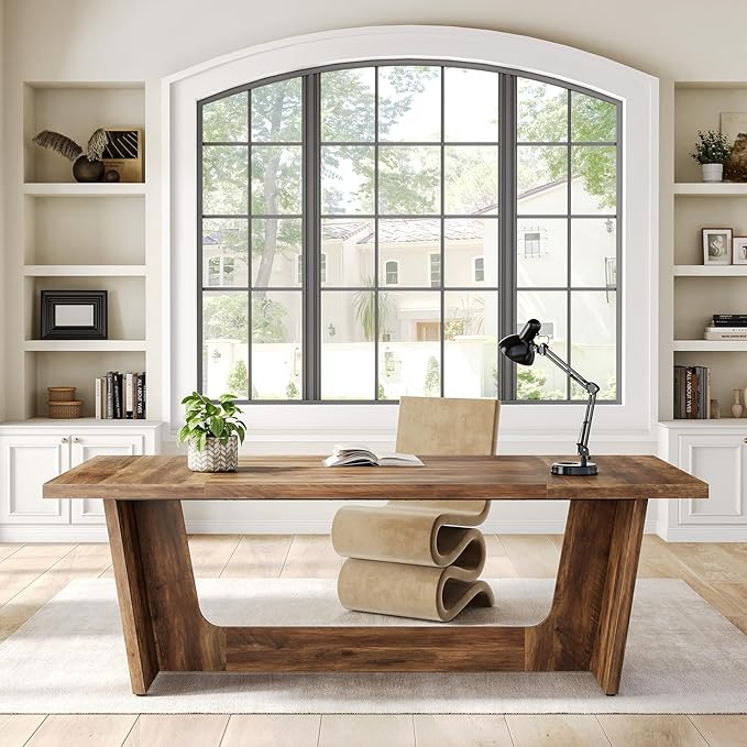 1Easylife 70.87 Inches Long Executive Desk, Industrial Simple Study Writing - Image 4