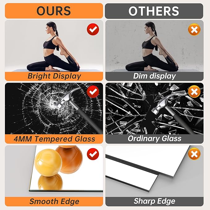 Hasipu 48''x30'' Home Gym Mirror Large Full Length Wall Mounted Full Body Mirror - Image 5