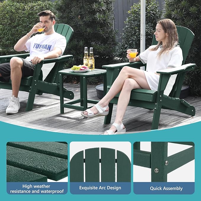Hdpe Outdoor Adirondack Side Table, Wooden Textured, Set - Image 4