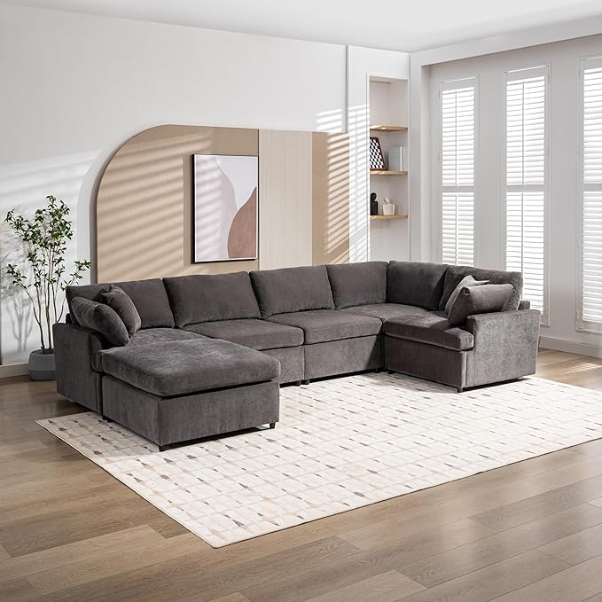 Merax 6-Seater Modern Large U-Shape Sectional Sofa, - Image 6