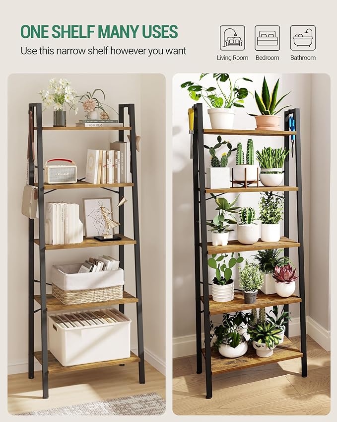 Ladder Shelf, Bookshelf Bookcase, Freestanding Corner Storage Shelve - Image 4