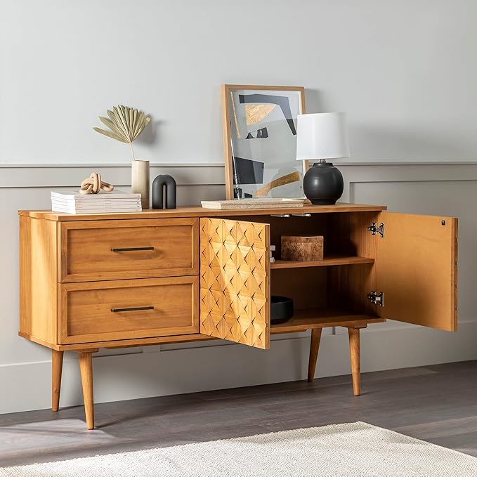 Walker Edison Deluca Boho Solid Wood 2 Door Sideboard - Image 3