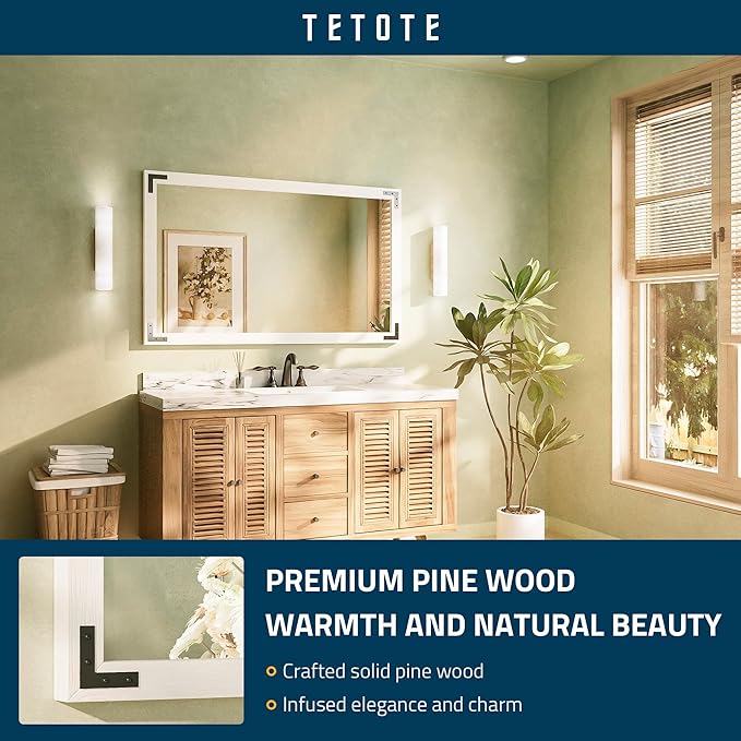 TETOTE 48 x 30 White Wood Mirror - Image 2