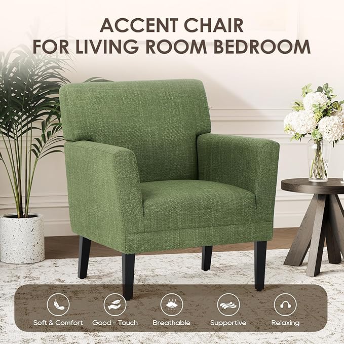 COLAMY Modern Accent Chair for Living Room, Upholstered Fabric Accent Armchair - Image 3