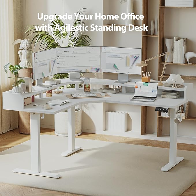 Agilestic L Shaped Standing Desk, Adjustable Height Corner Gaming Desk - Image 3