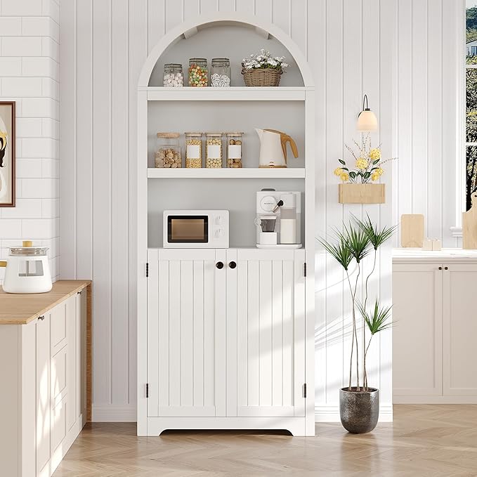 GAOMON 72'' Tall Arched Cabinet, 5 Tier Arched Bookshelf - Image 5