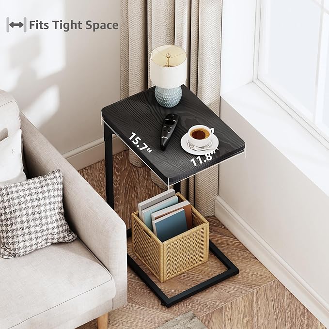 QEEIG C Table Side Table Living Room C Shaped Couch Tray End Table Modern 1 Pack - Image 4