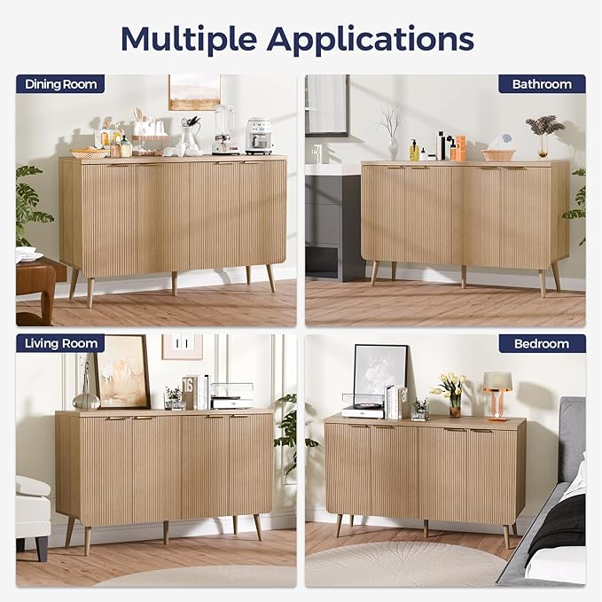 47.2" Buffet Cabinet with 4 Doors, Accent Sideboard Cabinet with Adjustable - Image 5