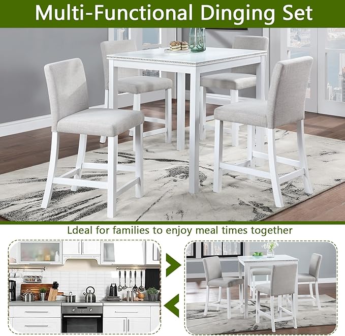 KEIKI 5-Piece Counter Height Dining Table Set - Image 4