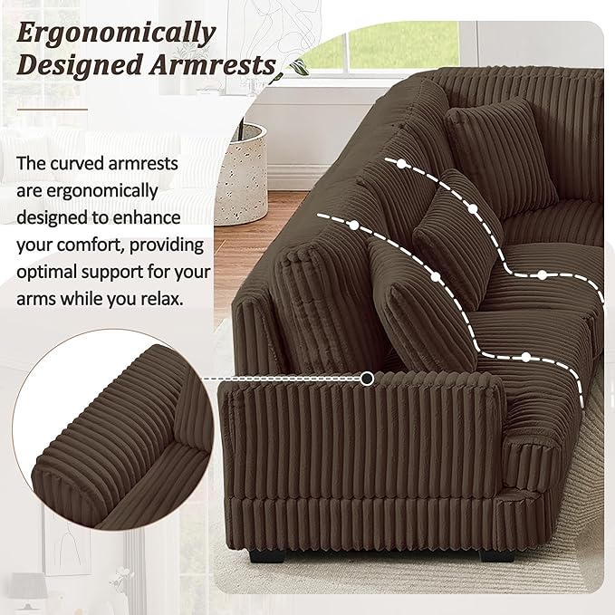 129" Oversized U Shaped Modular Sectional Sofa Couch - Image 8