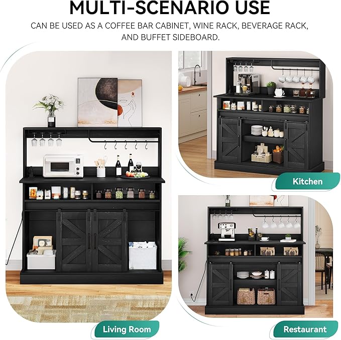 YITAHOME Buffet Cabinets with Upper Rack, Farmhouse Coffee Bar Cabinet with - Image 5