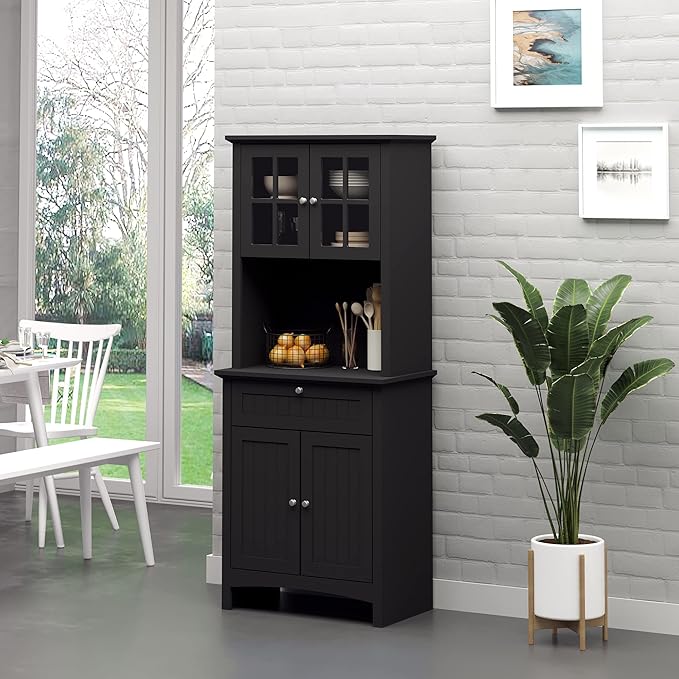 HOMCOM Elegant Buffet with Hutch, Kitchen Pantry Storage Cabinet with Framed - Image 2