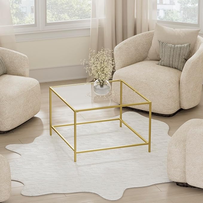 Glass Coffee Table, Modern Square Coffee Table - Image 3