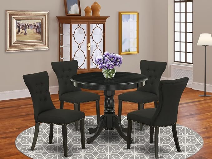East West Furniture ANGA5-ABK-24 5 Piece Dining Table Set - Image 2